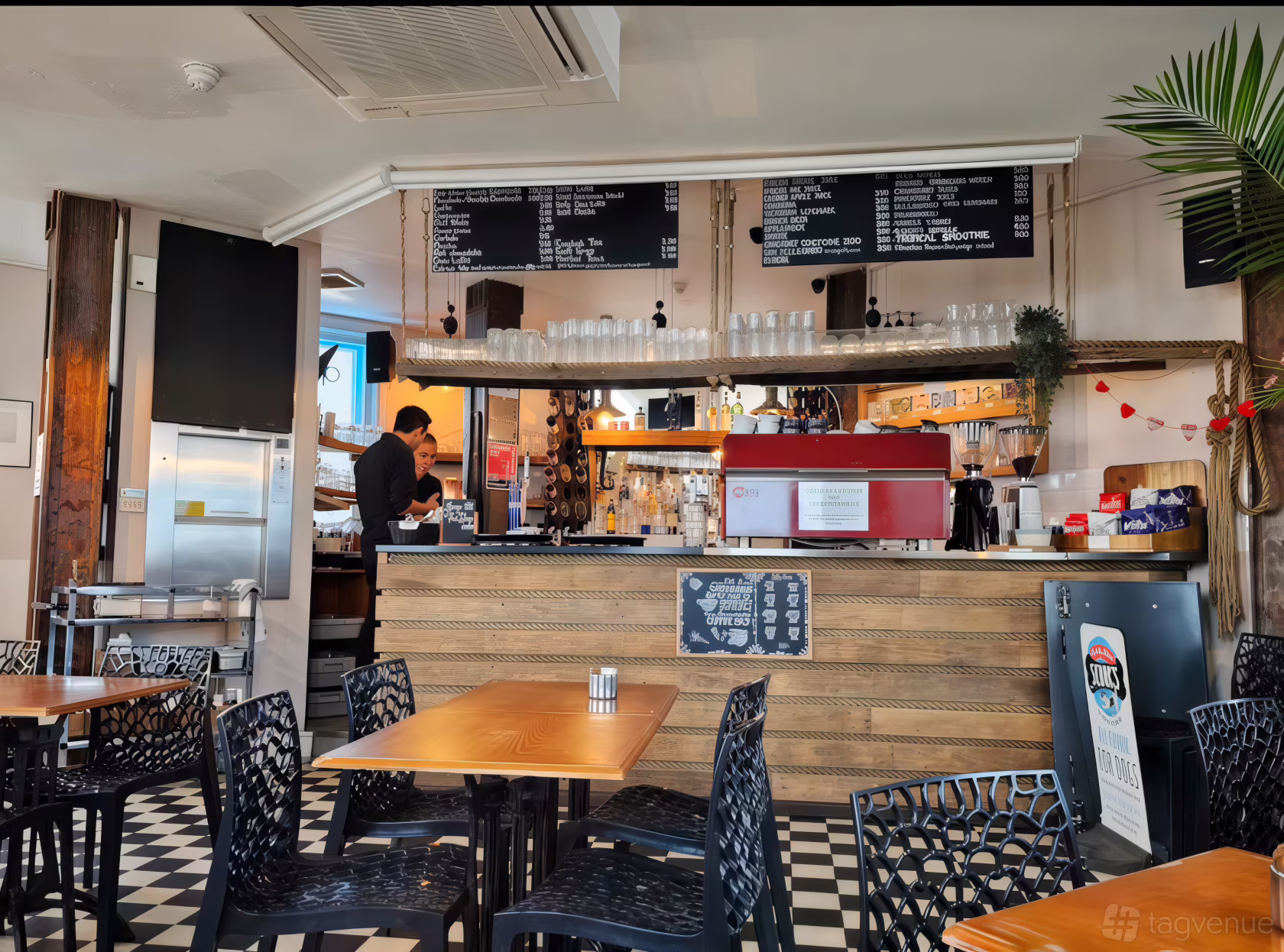 The café’s charming interior for private gatherings